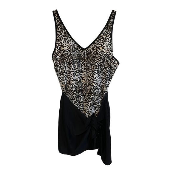 Catherines leopard print 1 piece swim dress built in bra padded wireless 24w - Picture 1 of 7